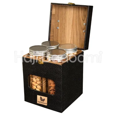 باکس آجیل طرح شیشه ای و چرم سروش 1400 گرمی