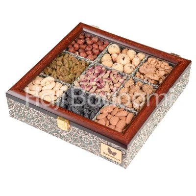 باکس آجیل 9 خانه ویترینی طرح ترمه 1000 گرمی