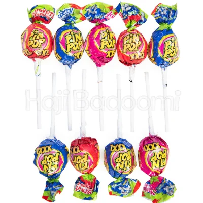 آبنبات چوبی آدامسی پین پاپ با طعم هندوانه توت فرنگی و بلوبری