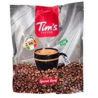 پودر مخلوط قهوه فوری بدون شکر رژیمی 2 در 1  تیمز 20 عددی