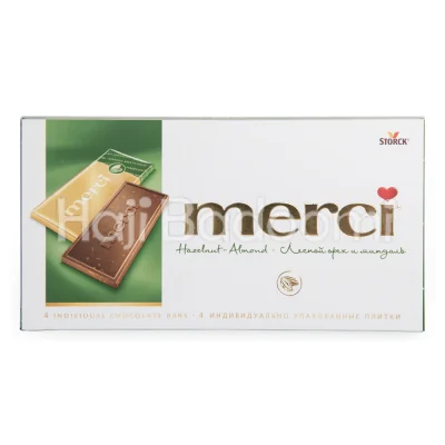 شکلات تخته ای فندق و بادام مرسی 100 گرمی