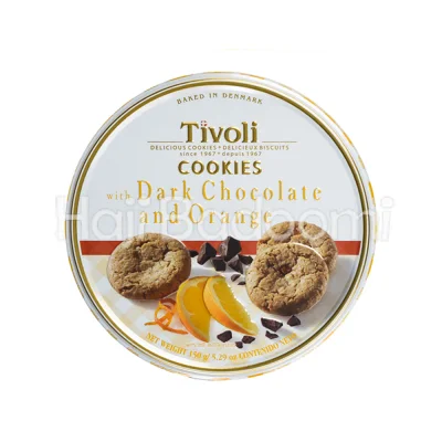 کوکی تیولی جعبه فلزی با طعم شکلات تلخ و پرتقال 150 گرمی