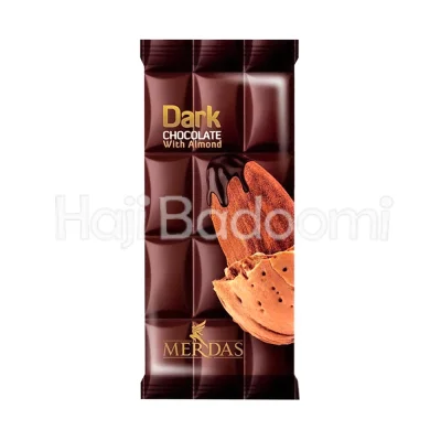 شکلات تخته ای تلخ با مغز بادام مرداس 70 گرمی