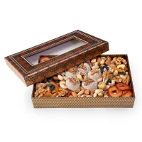 باکس آجیل یلدایی طرح خاتم ایران پنجره ای 900 گرمی